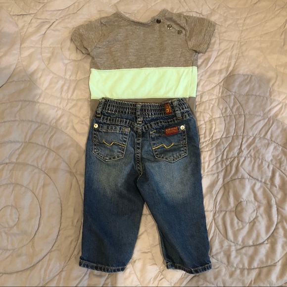 7 for All Mankind Denim Pant Outfit - 6-9mo - Picture 2 of 4